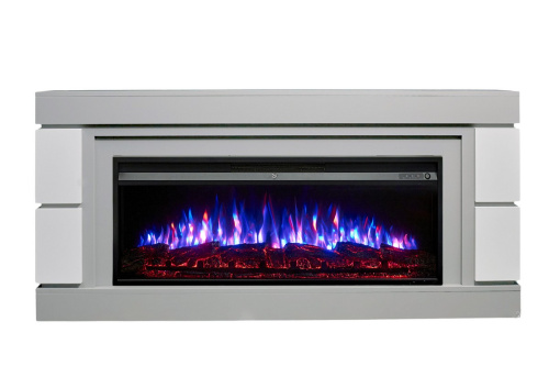 Каминокомплект ДЭНВЕР Серый камень/Белый с очагом Электроочаг PREMIER/ПРЕМЬЕР 45