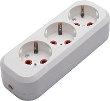 Розетка (колодка) переносная разборная 3-местная с/з STEKKER, PST16-310-20, 250В, 16A, IP20, белый