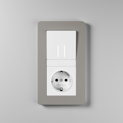 Рамка из поликарбоната на 2 поста Split дымчатый/белый, soft-touch W0023067 фото 2 Рамка из поликарбоната на 2 поста Split дымчатый/белый, soft-touch W0023067 фото 2