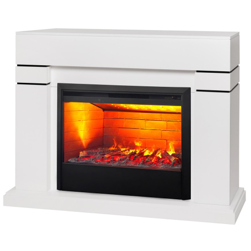 Электрокамин RealFlame Lindelse 26 WT белый с очагом 3D Helios 26 фото 2