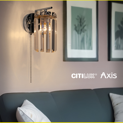 Citilux AXIS CL313411 Бра хрустальное с выключателем Хром фото 3 Citilux AXIS CL313411 Бра хрустальное с выключателем Хром фото 3