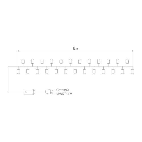 Новогодняя гирлянда нить мульти 5м IP20 400-001 мульти фото 8