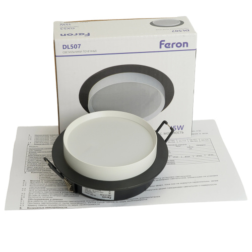 Светильник встраиваемый Feron DL507 потолочный GX53 черный + белый круг фото 5