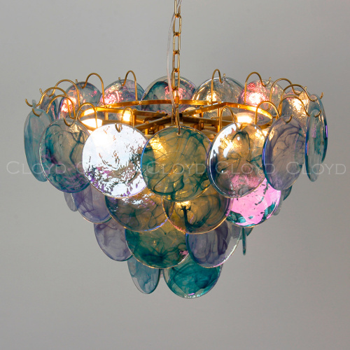 Люстра Cloyd LINZE-B C13 / Ø60 см - латунь - голубое стекло (арт.11675) фото 4