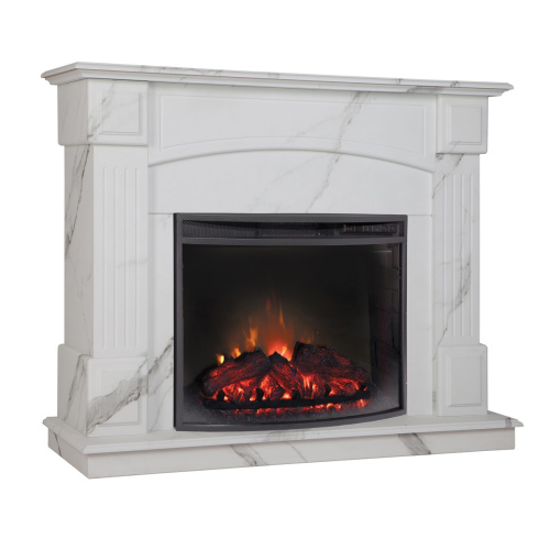 Каминокомплект CAROLINA/БОСТОН Мрамор белый с очагом Электроочаг EVRIKA 25.5 фото 2