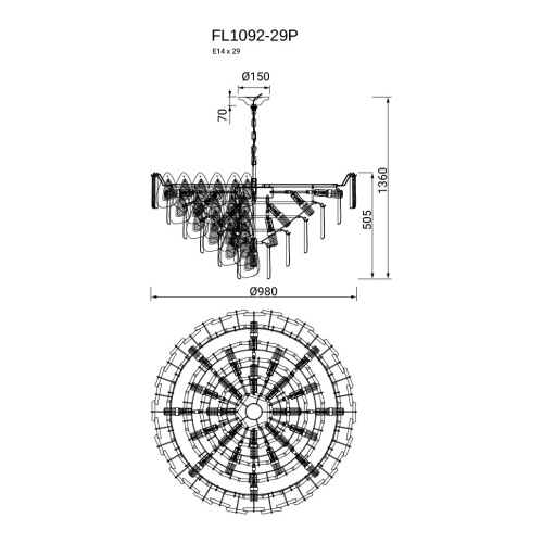 Люстра подвесная Finezza FL1092-29P фото 2 Люстра подвесная Finezza FL1092-29P фото 2
