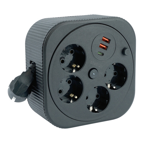 HM16-4-03-USB Удлинитель 4-местный с/з, 3x1,5мм2, 3м, 230В, 16А, 2USB+1С, 2,4А, черный фото 5 HM16-4-03-USB Удлинитель 4-местный с/з, 3x1,5мм2, 3м, 230В, 16А, 2USB+1С, 2,4А, черный фото 5