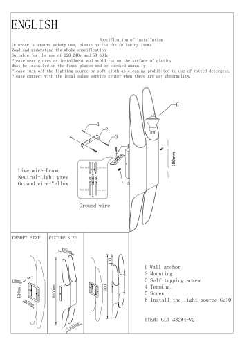 Бра Crystal Lux CLT 332W4-V2 WH-WH фото 3