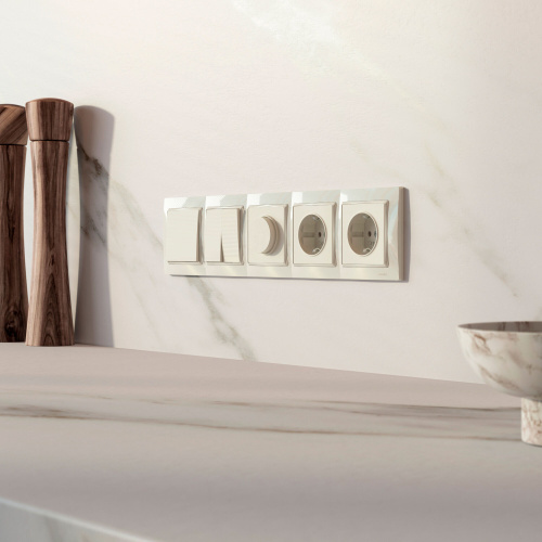 Рамка из поликарбоната на 5 постов Snabb Basic слоновая кость W0052003 фото 3