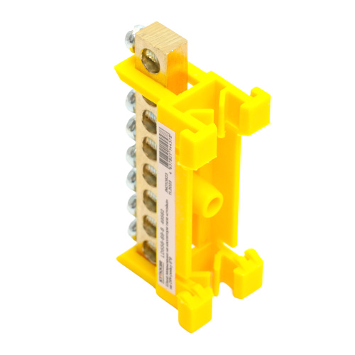 Шина"PE" STEKKER на изоляторе 6*9 на DIN-рейку 8 выводов, желтый, LD555-69-8 фото 3