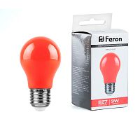 Лампа светодиодная Feron LB-375 E27 3W матовая 230V красная