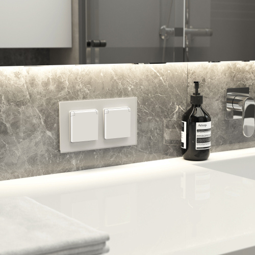 Рамка из стекла на 2 поста Senso белый soft-touch W0023101 фото 3 Рамка из стекла на 2 поста Senso белый soft-touch W0023101 фото 3