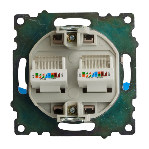 Розетка компьютерная 2-местная RJ-45 (механизм) STEKKER GLS00-7109-02, серия Катрин, шампань фото 11