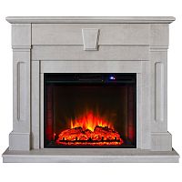Каминокомплект KELLIE/БРИСТОЛЬ Белый камень с очагом Электроочаг SPARTA 25.5
