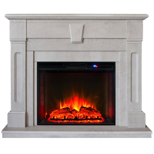 Каминокомплект KELLIE/БРИСТОЛЬ Белый камень с очагом Электроочаг SPARTA 25.5