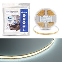 Лента светодиодная 720SMD(2110) 10Вт/м 24V 5000*8*1.8мм IP20 6500К, LS536 FERON СВОБОДНЫЙ РЕЗ