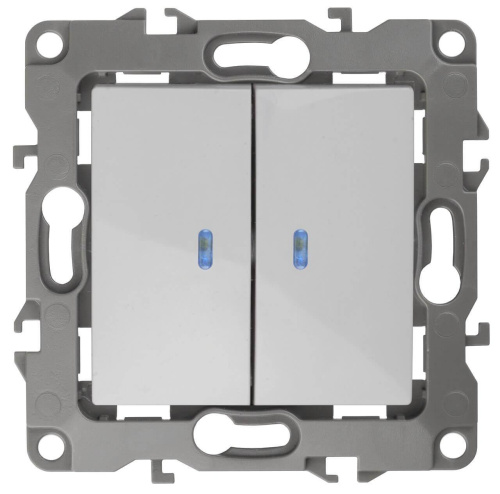 Выключатель двухклавишный с подсветкой ЭРА 12 10AX 250V 12-1105-01 Б0014657 Выключатель двухклавишный с подсветкой ЭРА 12 10AX 250V 12-1105-01 Б0014657