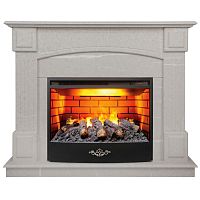 Электрокамин RealFlame Carolina 24/25,5 WT мрамор серый с очагом 3D Firestar 25,5