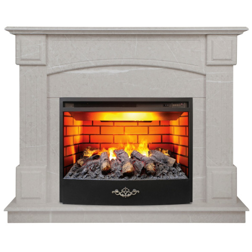 Электрокамин RealFlame Carolina 24/25,5 WT мрамор серый с очагом 3D Firestar 25,5 Электрокамин RealFlame Carolina 24/25,5 WT мрамор серый с очагом 3D Firestar 25,5