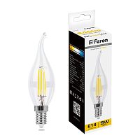 Лампа светодиодная Feron LB-74 Свеча на ветру E14 9W 230V 2700K