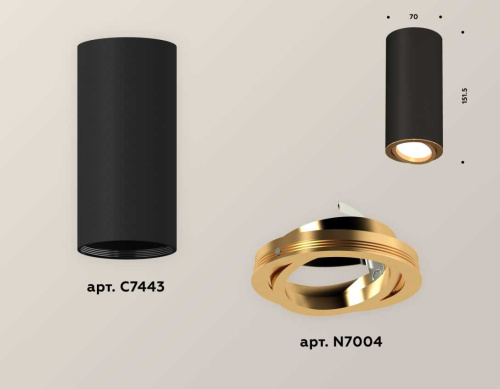 Комплект накладного светильника Ambrella light Techno Spot XS7443004 SBK/PYG черный песок/золото желтое полированное (C7443, N7004) фото 2