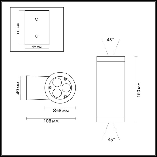 7071/16WL NATURE ODL25 685 Настенный светильник металл/стекло IP65 LED 16W 3000K 45° AC85~265V LONG фото 3