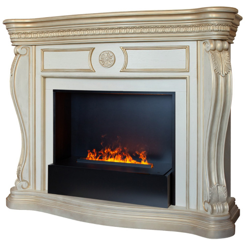 Каминокомплект BARCELONA/БАРСЕЛОНА Бежевый дуб с золотой патиной с очагом Электроочаг CASSETTE/КАССЕТА 630 фото 2