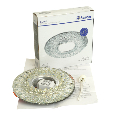 Светильник встраиваемый с LED подсветкой Feron CD942 потолочный MR16 G5.3 прозрачный фото 8