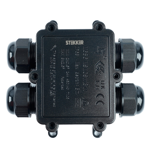 Распределительная коробка STEKKER LD552, количество вводов: 4, поликарбонат, нейлон, цвет черный, размер 114,4*106,7*35,3мм. фото 2