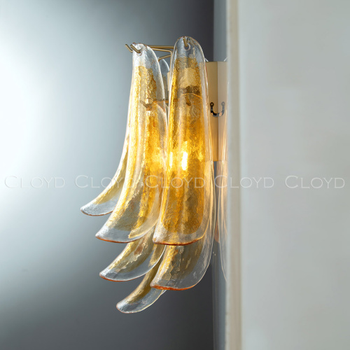 Бра Cloyd AZORES-C W2 / выс. 42 см - латунь светл. - янтарное стекло (арт.20472) фото 3