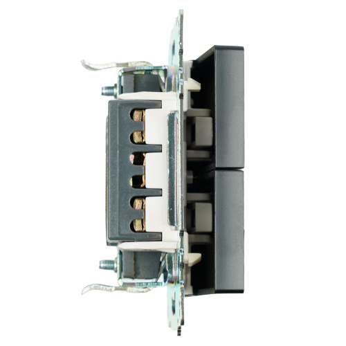 Переключатель 2-клавишный (механизм), STEKKER GLS10-7107-05, 250V, 10А, серия Катрин, черный фото 4