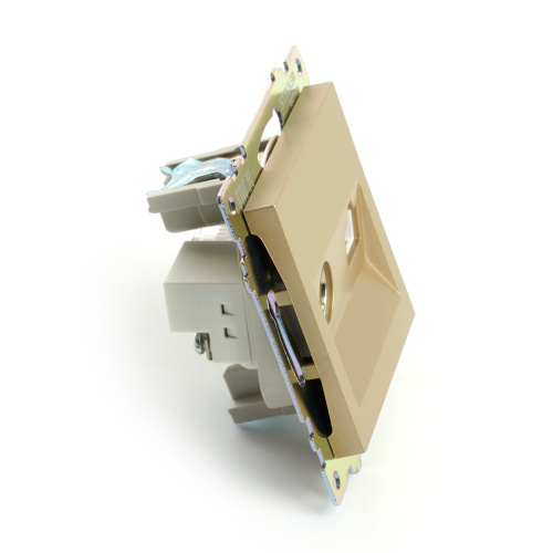 Розетка TV + компьютерная RJ-45 (механизм), STEKKER, GLS00-7106-08, серия Катрин, золото фото 4