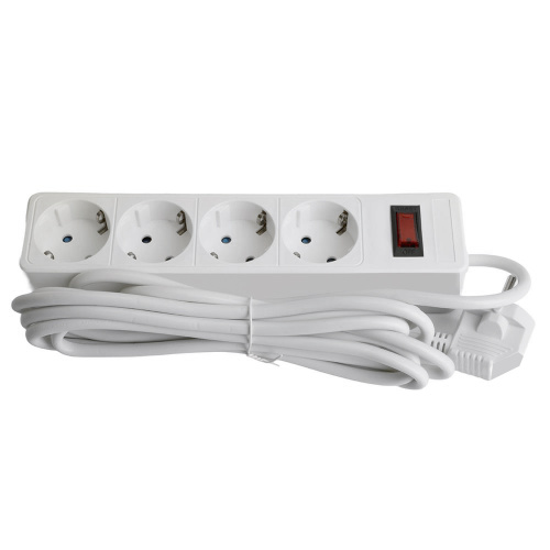 Сетевой фильтр 4-местный с/з STEKKER HM20-41-02 3x1мм2, 1,8 м, серия Optima, белый фото 6