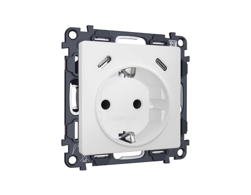 Комплект механизма электрической розетки 2USB С+C 20W с/з на винтовых зажимах 16A-250V ALFA Белый матовый QUANT (AP1305, VM165) MA130510 Комплект механизма электрической розетки 2USB С+C 20W с/з на винтовых зажимах 16A-250V ALFA Белый матовый QUANT (AP1305, VM165) MA130510