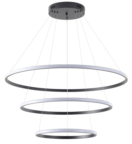 Люстра подвесная светодиодная антрацит LED 120Вт D40+60+80см Zortes RINGOLIGHT ZRS.33320.120C