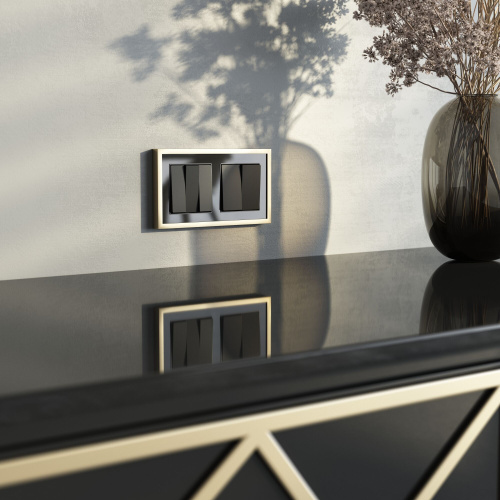 Выключатель трехклавишный (черный матовый) W1130008 фото 2