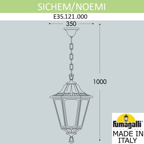 Fumagalli Подвесной уличный светильник FUMAGALLI SICHEM/NOEMI E35.121.000.WYH27 фото 2 Fumagalli Подвесной уличный светильник FUMAGALLI SICHEM/NOEMI E35.121.000.WYH27 фото 2