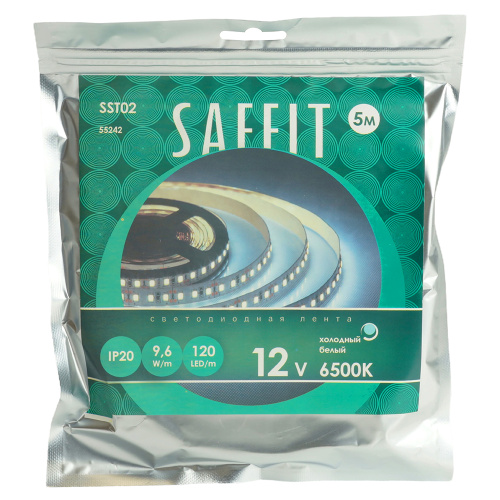 Лента светодиодная  SST02 SAFFIT 120SMD(2835)/м 9.6Вт/м 12V 5000*8*1.22мм 6500К, IP20 фото 6