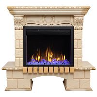 Электрокамин RealFlame Bolero WT белый дуб с золотой патиной с очагом Saphir 25,5