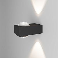 Уличный настенный светильник со светодиодами Lenses черный 35191/W