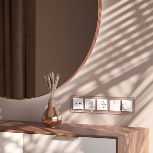 Рамка из стекла на 5 постов Favorit латте W0051142 фото 2