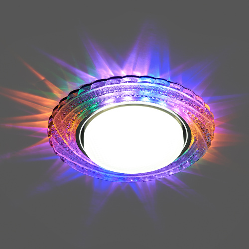 Светильник встраиваемый с белой LED подсветкой Feron CD4037 RGB потолочный GX53 без лампы, прозрачный, хром фото 4 Светильник встраиваемый с белой LED подсветкой Feron CD4037 RGB потолочный GX53 без лампы, прозрачный, хром фото 4