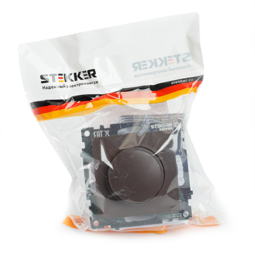 Выключатель диммирующий TRIAC(механизм), STEKKER GLS10-7106-04, 250V, 500W, серия Катрин, шоколад фото 4