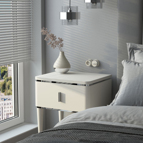 Розетка с заземлением Vintage слоновая кость матовый/хром W5871055 фото 3 Розетка с заземлением Vintage слоновая кость матовый/хром W5871055 фото 3