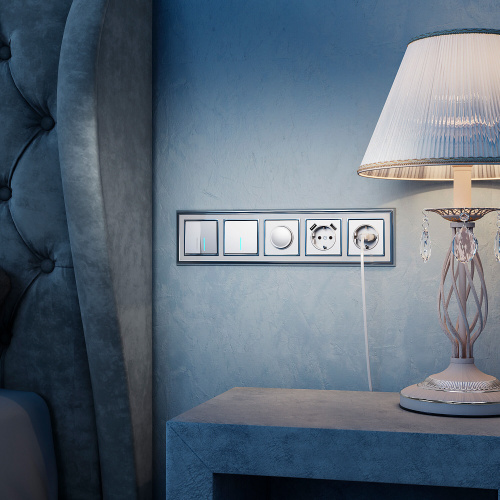 W1120106/ Выключатель двухклавишный с подсветкой (серебряный) W1120106 фото 4 W1120106/ Выключатель двухклавишный с подсветкой (серебряный) W1120106 фото 4