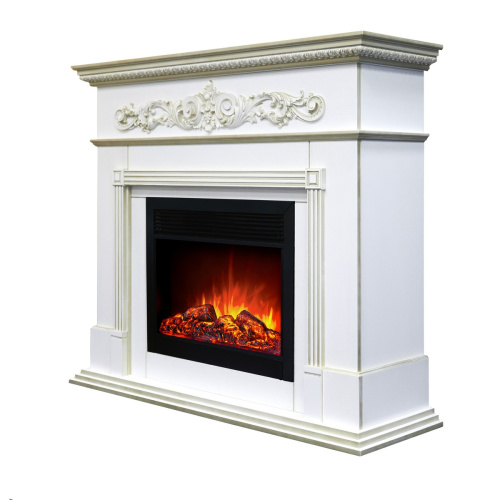 Каминокомплект BEETHOVEN/БЕТХОВЕН Белый дуб с золотой патиной с очагом Электроочаг MOONBLAZE LUX/МУНБЛЕЙЗ фото 2