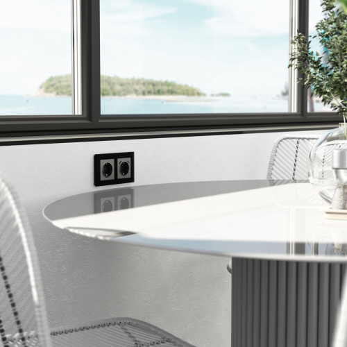 Рамка из стекла на 2 поста Senso черный soft-touch W0023108 фото 4 Рамка из стекла на 2 поста Senso черный soft-touch W0023108 фото 4