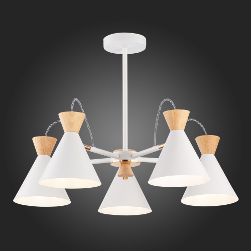 SLE125102-05 Светильник потолочный Белый, Золотистый/Белый, Светлое дерево E14 5*40W MODICA фото 6