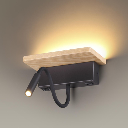 3868/8WL HIGHTECH ODL19 475 св.дерево/дерево Настен. светильник LED 8W 560Лм 3000К USB зарядка WOODY фото 5 3868/8WL HIGHTECH ODL19 475 св.дерево/дерево Настен. светильник LED 8W 560Лм 3000К USB зарядка WOODY фото 5