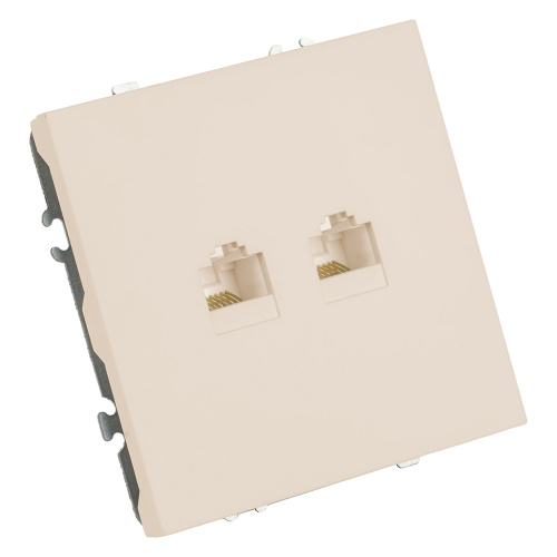 Розетка компьютерная 2-местная RJ-45 (механизм), STEKKER, серия Эмили, RST00-5111-08, кашемир, soft touch фото 3
